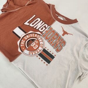 ZooZatz Women’s Longhorns Cropped T-Shirt Orange White XS University of Texas